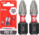 Bity šroubovací Milwaukee 4932430863 PZ2 25mm 1/4" Shockwave, 2ks