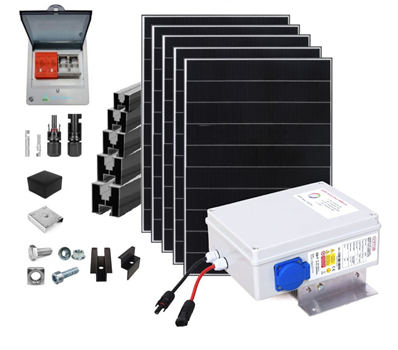 FVE sestava 79-dílná pro ohřev TUV, 2650W, 5x panel, MPPT SAPRO LITE, montážní p