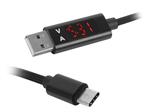 Kábel LTC LX8579 USB-AM/USB-C 1m, 2,4A, LED-displej s meraním, čierna