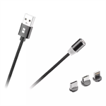 Kabel REBEL USB 3v1 magnetický černý 1m