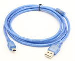 Kábel USB 2.0 konektor USB A/MINI-USB B (5 pinov) 1m modrý, feritové tienenie