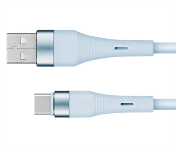 Kabel USB silikonový Kruger&Matz KM1268-1BL USB - USB-C, 1m, sv. modrá