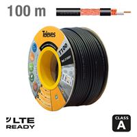 Koaxiálny kábel Televes T100 215501 6,6mm Cu/Cu, 100m, čierny, cievka, vonkajšie