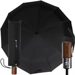 Kvalitní skládací deštník 105 cm, dřevěná rukojeť černý Malatec 19368