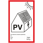 Nálepka "PV symbol na fotovoltaiku + doplnenie firmy" 7,4x12
