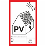 Nálepka &quot;PV symbol na fotovoltaiku + doplnenie firmy&quot;
