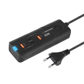 Napájecí zdroj Esperanza EZC109 60W 2xUSB-C PD 30W / 2xUSB-A QC 3.0 18W