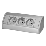 Povrchová zásuvka ORNO OR-GM-9001/G, rohové púzdro, 3x zásuvka, farba strieborná
