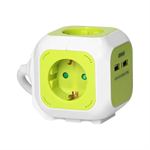 Predlžovací kábel 4G ORNO OR-AE-13144 (GS)/L, 4x 230V, 2x USB nabíjací, prívod 1,4 m, farba limetka
