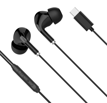 Sluchátka Kruger&Matz KMPC1-B do uší s mikrofonem, USB-C, černá