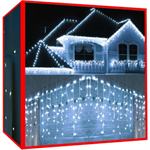 Vianočný svetelný záves 300 LED, 2.48 W studená biela 15 m, IP44