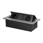 Výklopný blok zapustený ORNO OR-GM-9034/G, 2x 230V, 1x USB-A, 1x USB-C, strieborná
