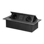 Výklopný blok zapustený ORNO OR-GM-9034/GR, 2x 230V, 2x USB (A+C type; 3.6A), farba grafit
