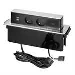 Výsuvný blok zapustený ORNO OR-GM-9016/BG, 2x 230V, 1x USB, 2x HDMI, INOX
