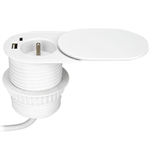 Zapustená zásuvka s posuvným vekom ORNO OR-GM-9042/W, 1x230V a 2xUSB (typ A+C; PD20W), 1,9m, biela
